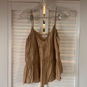 LOFT Camel Spaghetti Strap Blouse